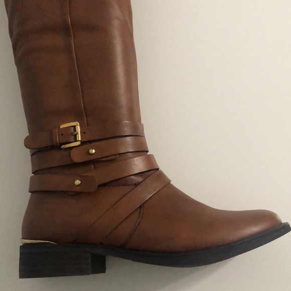 Steve Madden Cognac Leather Albany Boots - Picture 4 of 9
